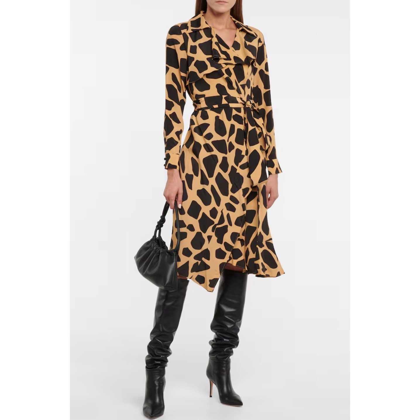 Diane Von Furstenberg Eden Silk Blend Giraffe Wrap Midi Dress Size 8 (Rare Find)
